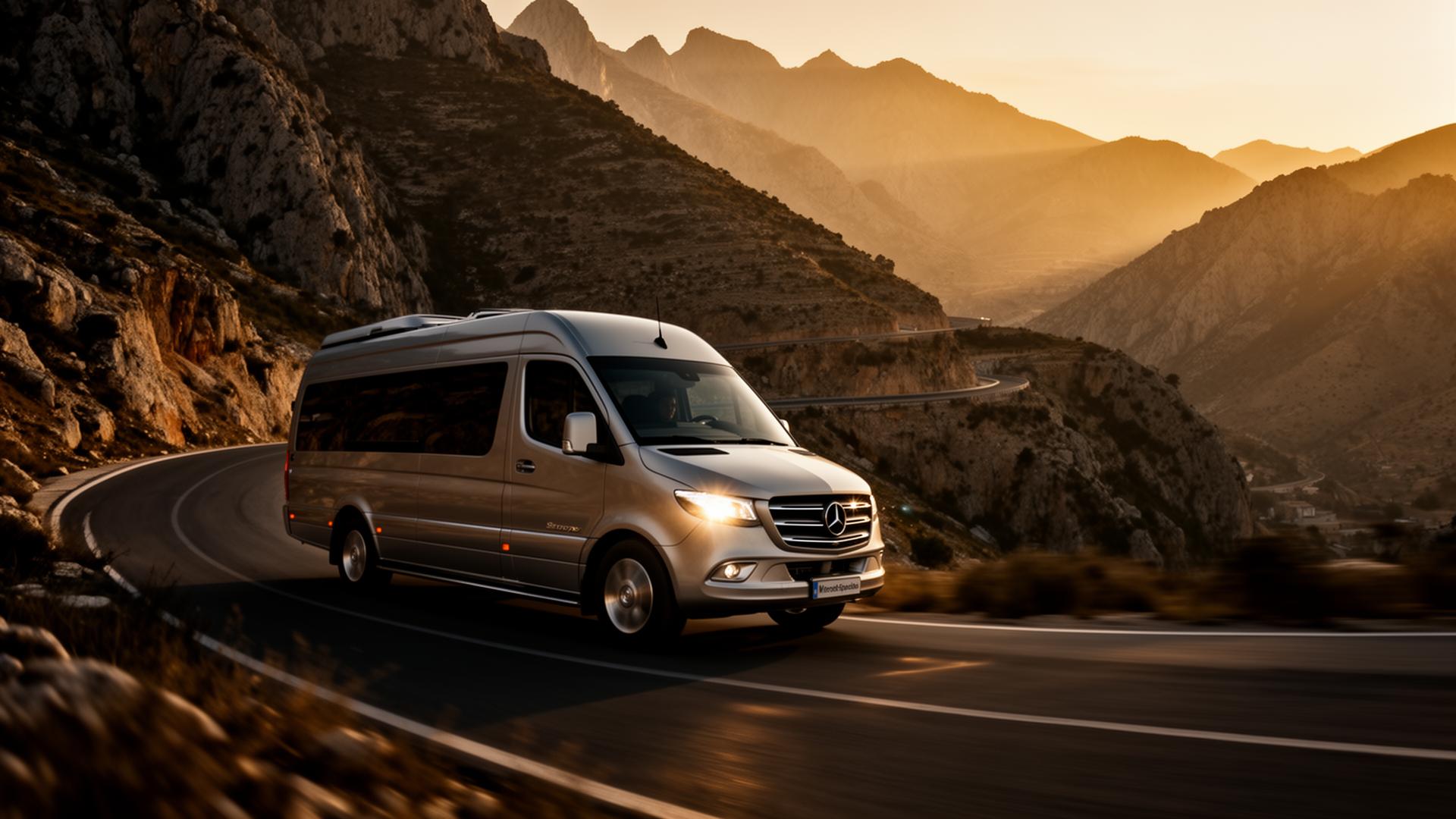 Mercedes Sprinter premium en route de montagne